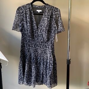 Equipment Lisle pleated floral silk-chiffon dress